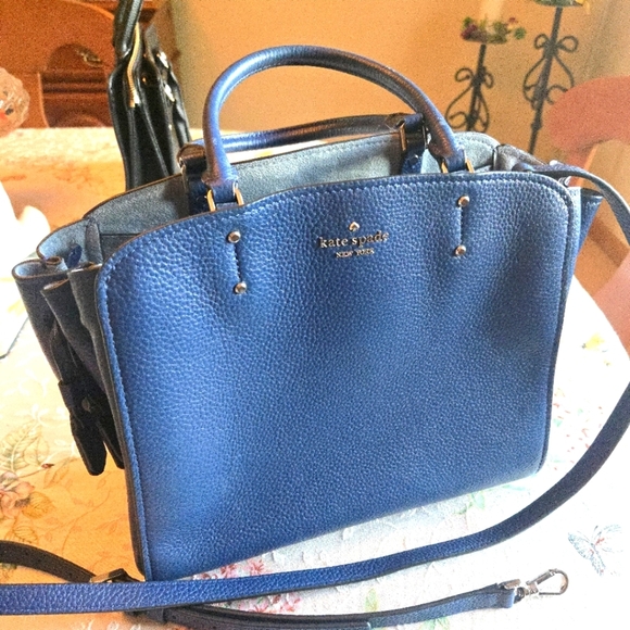 kate spade Handbags - KATE SPADE Purse Tegan Pebbled Leather Blue Satchel Bag Handbag Crossbody A+